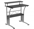 Flash Furniture Clifton Computer Desk - Black Home Office Desk - Raised Monitor Shelf - Perforated S