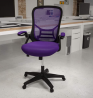 Flash Furniture High Back Purple Mesh Ergonomic Swivel Office Chair with Black Frame and Flip-up Arm