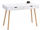 GreenForest Vanity Desk with Glossy White Tabletop,39” Computer Writing Desk with 2 Drawers Modern
