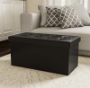 Home-Complete Storage Ottoman-Faux Leather Rectangular Bench with Lid-Space Saving Furniture for Bla