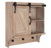 Kate and Laurel Cates Decorative Farmhouse Cabinet Wall Organizer with Sliding Barn Door and 3 Knobs
