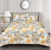 Lush Decor Yellow & Gray Layla Quilt Floral Leaf Print 3 Piece Reversible Bedding Set King