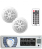 Marine Receiver & Speaker Kit - In-Dash LCD Digital Stereo Built-in Bluetooth & Microphone w/ AM FM 
