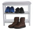 Mind Reader SHOEBEN3T-WHT 3 Tier Bench, Organizer, Storage Shelf with Cushion for Sitting, Shoe Rack