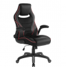 OSP Home Furnishings Xeno Ergonomic Adjustable Gaming Chair, Black with Red Accents