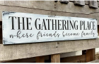 PotteLove Farmhouse Sign Wood The Gathering Place Friends Family Large Home Decor 24