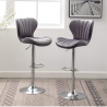 Roundhill Furniture Ellston Upholstered Adjustable Swivel Barstools in Gray, Set of 2, Grey