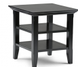 SIMPLIHOME Acadian SOLID WOOD 19 inch wide Square Rustic Contemporary End Side Table in Black with S
