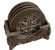 Top Brass Tuscan Fleur de Lis Ornate Decorative Coaster Set -