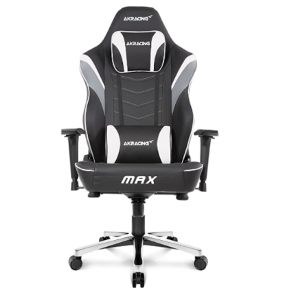 AKRacing Masters Series Max Gaming Chair with Wide Flat Seat, 400 Lbs Weight Limit, Rocker and Seat Height Adjustment Mechanisms - White