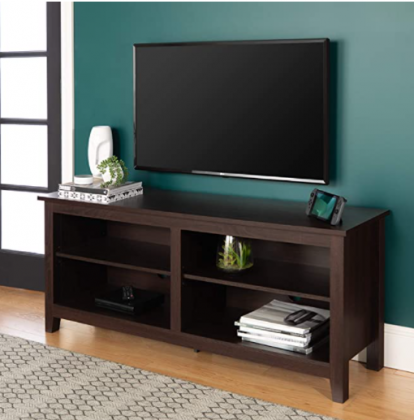 Walker Edison Wren Classic 4 Cubby TV Stand for TVs up to 65 Inches, 58 Inch, Espresso