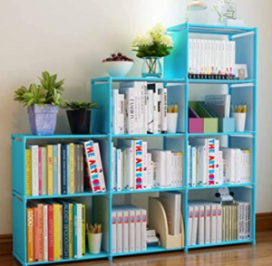 DIY Adjustable Bookcase, Bookshelf with 9 Book Shelves, Home Furniture Storage