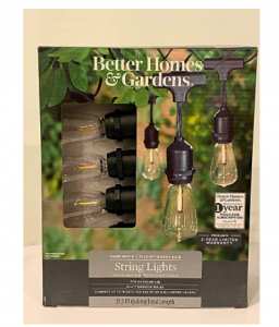 Everstar Better Homes & Gardens 15 Count Edison Bulb String Lights, Black Wire