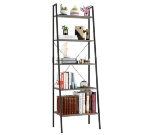 Homfa Industrial Ladder Shelf, 5 Tier Bookshelf Plant Flower Stand Storage Rack Multipurpose Utility