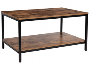 KOZYSPHERE Coffee Table with Metal Frame,2-Tier Tea Table with Storage Shelf,Cocktail Table TV Stand