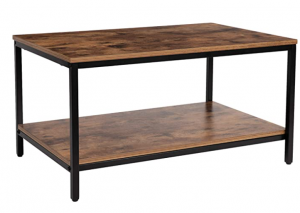 KOZYSPHERE Coffee Table with Metal Frame,2-Tier Tea Table with Storage Shelf,Cocktail Table TV Stand