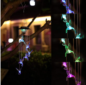 Yeuago Solar Wind Chimes for Outside, Changing Color LED Hummingbird Wind Chimes,Decor for Patio Yar