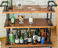 DOFURNILIM Industrial Bar Carts/Serving Carts/Kitchen Carts/Wine Rack Carts on Wheels with Storage -