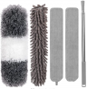 Microfiber Duster Set for Home, Telescopic Feather Cobweb Duster, Cleaning Kit Includes Extension Po