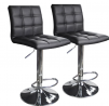Modern Square PU Leather Adjustable Bar Stools with Back,Set of 2,Counter Height Swivel Stool by Leo